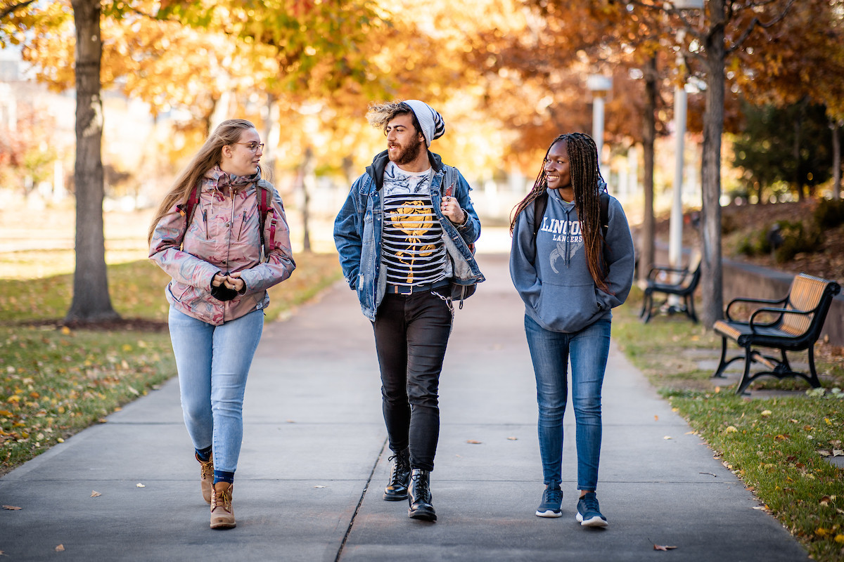 Students walking on campus